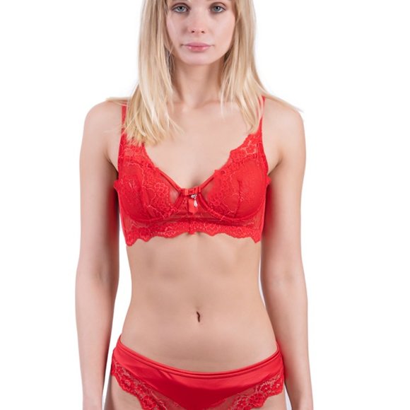KISSIVE Crystal See-Through Bra & Panty Set | Red - Picture 3 of 5